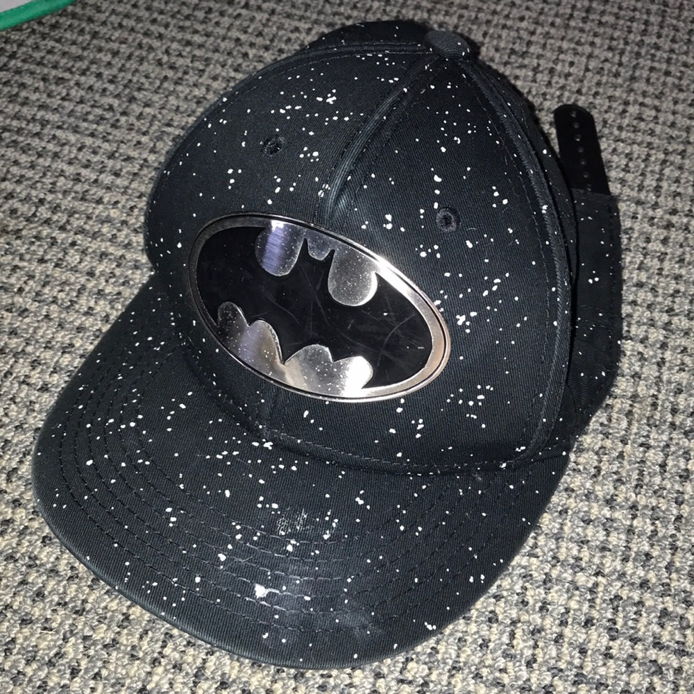 Kids Black Batman Snapback Cap with Silver Emblem